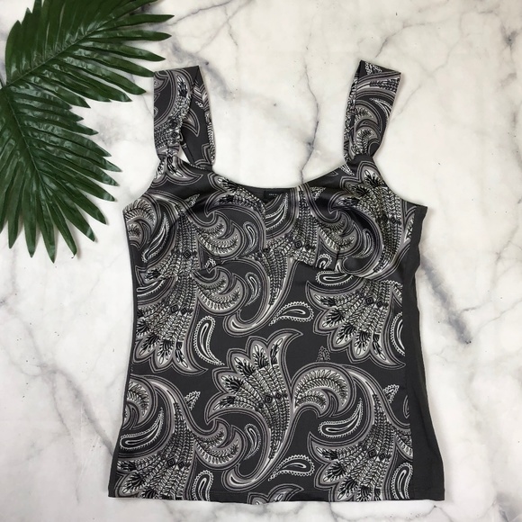 NWOT Ann Taylor Top Medium Paisley Design Grey - Picture 1 of 6